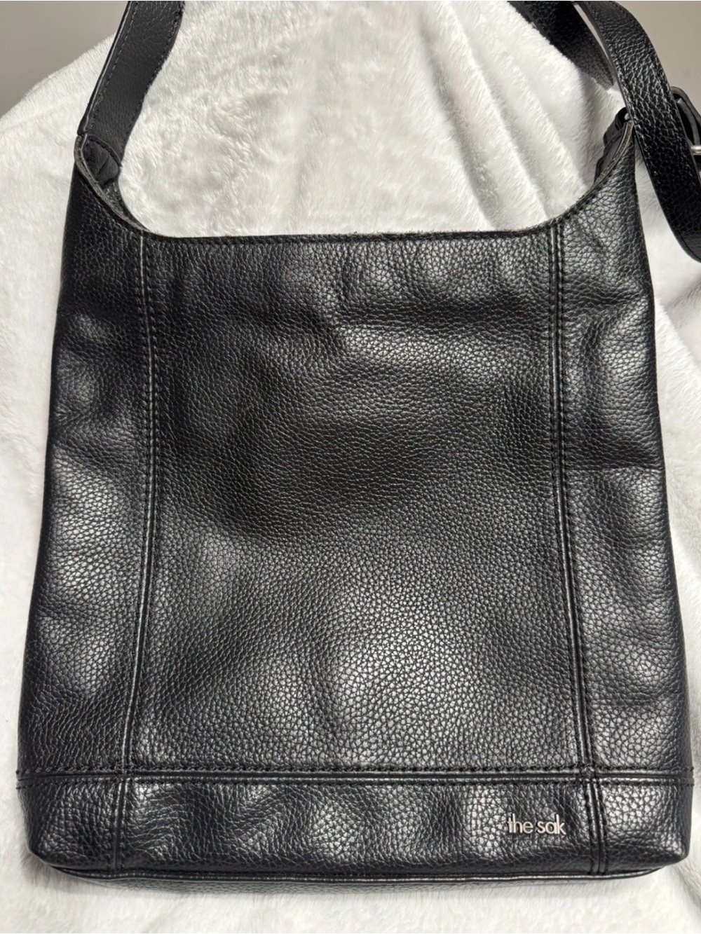 The Sak De Young Black Pebbled Leather Shoulder Bag Crossbody Adjustable Strap